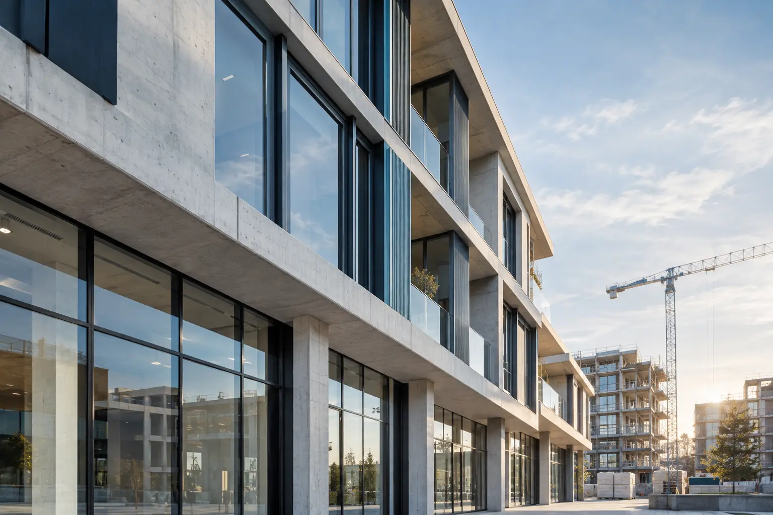 Moderne Immobilie mit Beton- und Glasfassade